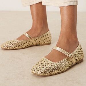 ASOS Gold Woven Flats with Strap